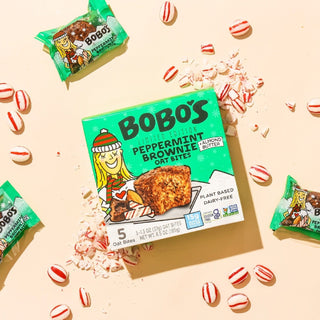 Oat bite surrounding peppermints and chocolate chunks