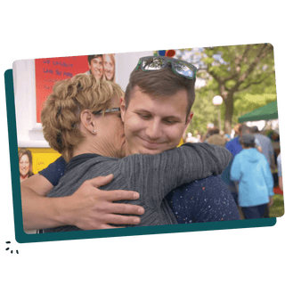 Two people in an embrace