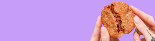 Image of a pb&j oat bar on a purple background