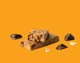 Protein bars on orange background