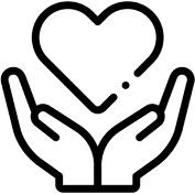 Two hands shaped in a V holding a heart