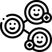 Three smiley faces connected together