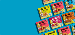 A number of Bobo's boxes on a blue background