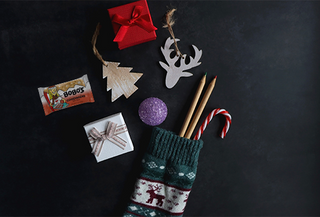 Holiday Stocking with Oat Bars, Ornaments, Jewelry Boxes