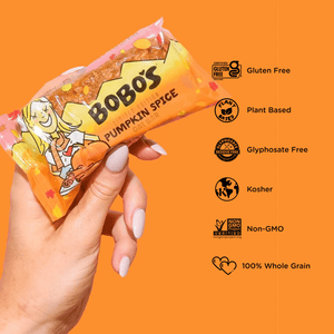 Oat bar on orange background